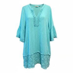 Soft Surroundings Kiona Gauze Tunic Dress XL Turquoise